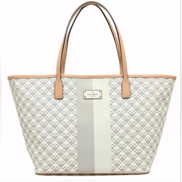 🩵Kate Spade Gray "Margareta Penn Place" Leather & Polyvinyl Zip Top Purse - Picture 1 of 7